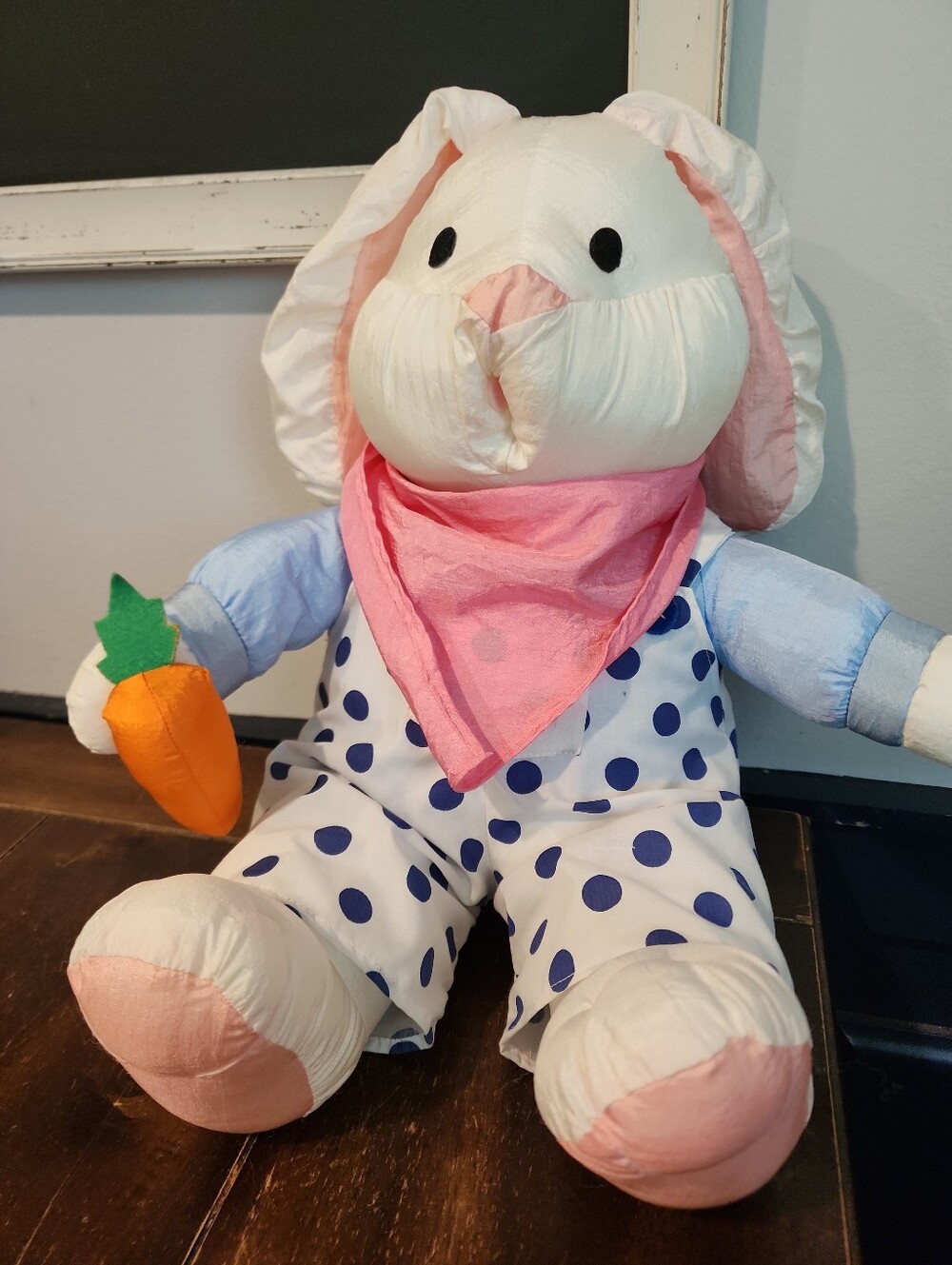 Easter Rabbit Bunny Plush Nylon Parachute  Polka Dot International Silver Co